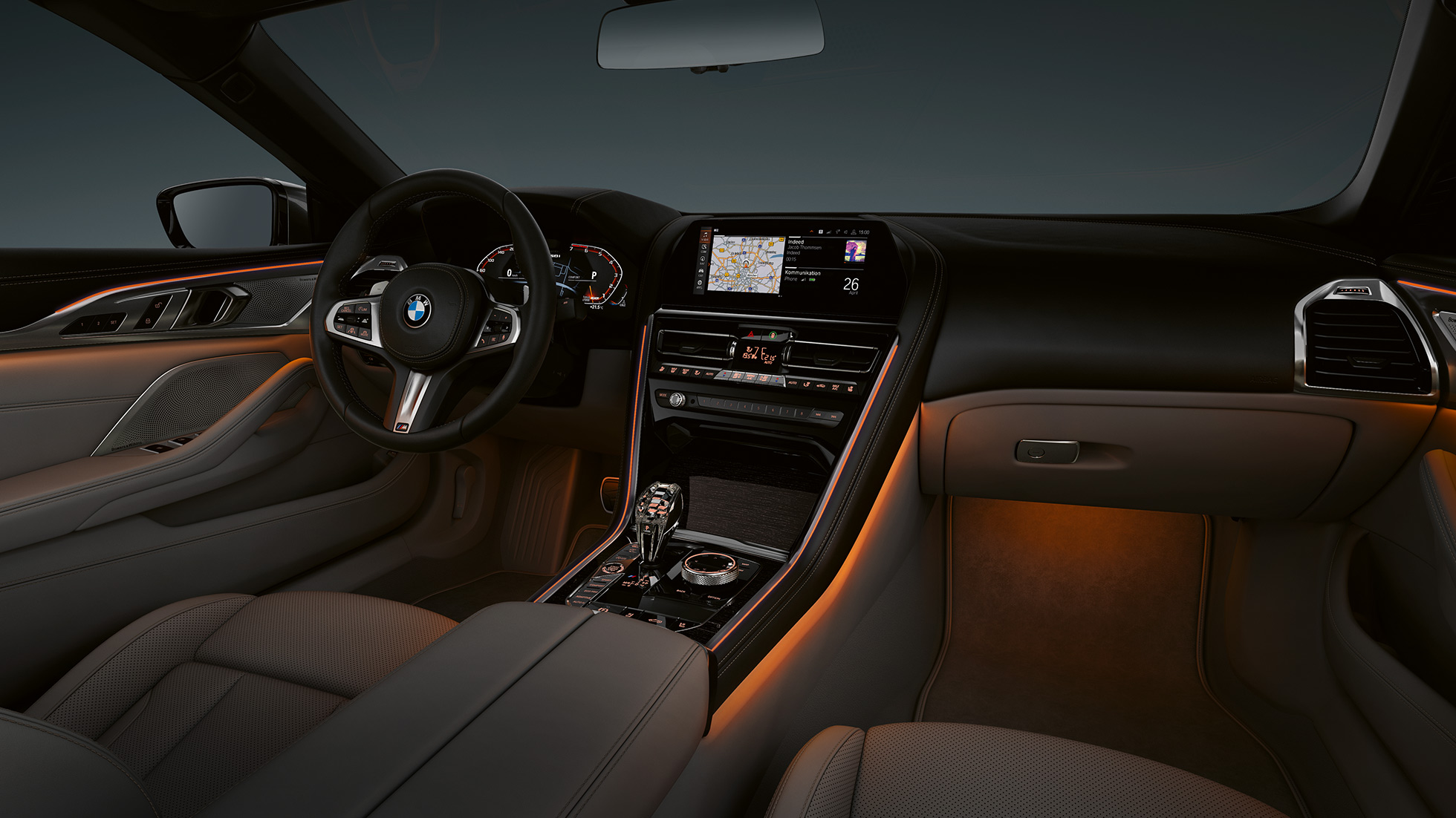 BMW M850i xDrive, интерьер, подсветка Ambient light. BMW M850i xDrive, интерьер, подсветка Ambient light.