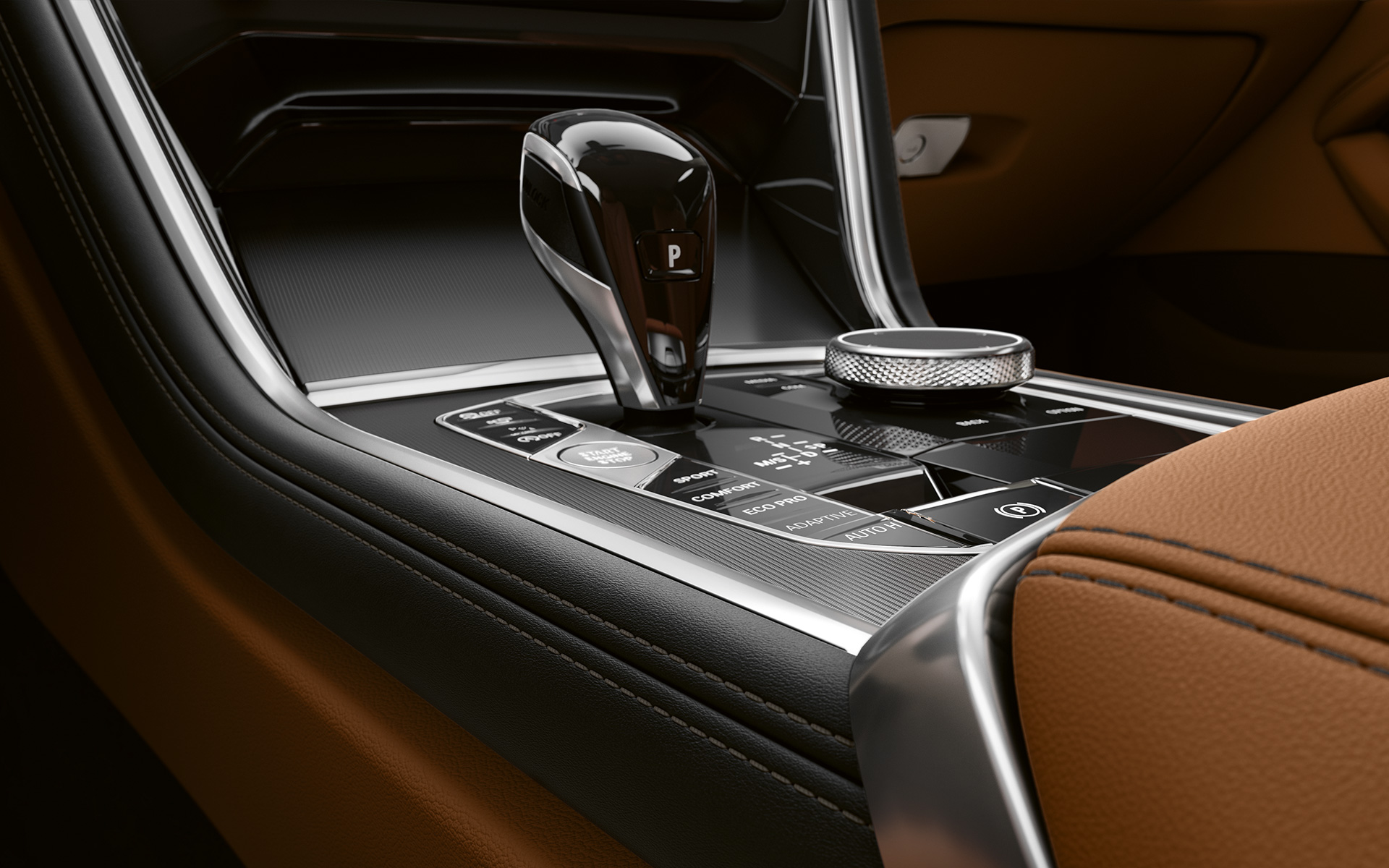 BMW 8 серии Coupe, центральная консоль Центральная консоль BMW 8 серии Coupe крупным планом.