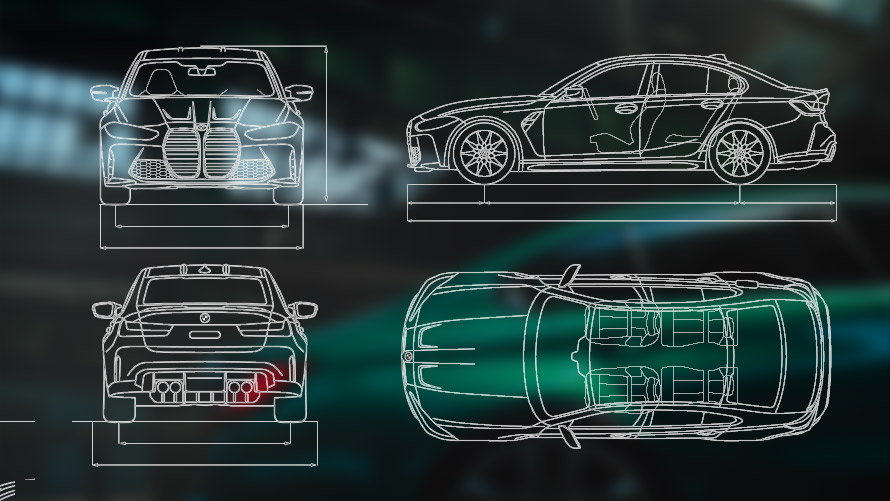 Габаритный чертеж BMW M3 Седан G80 Габаритный чертеж BMW M3 Седан G80