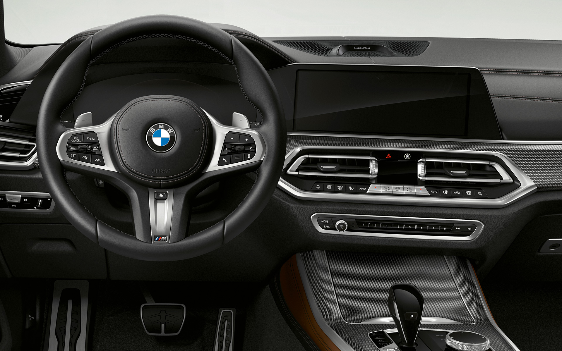 Кожаное рулевое колесо М BMW X5 M50i и M50d G05 2018 SUV, кокпит