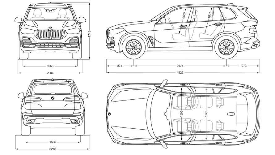 Чертеж BMW Х5 габариты Чертеж BMW Х5 габариты
