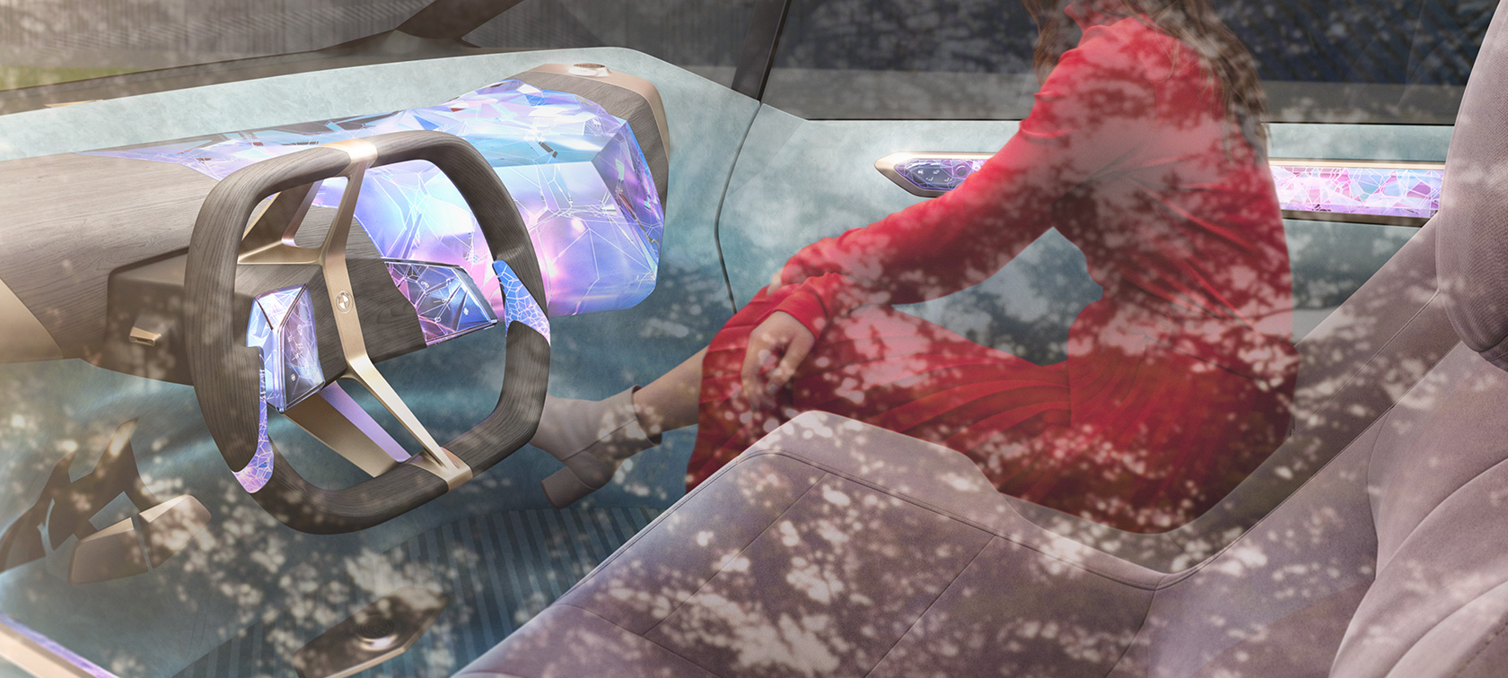 BMW i Vision Circular 2021, дизайн интерьера BMW i Vision Circular 2021, концепт-кар, дизайн интерьера