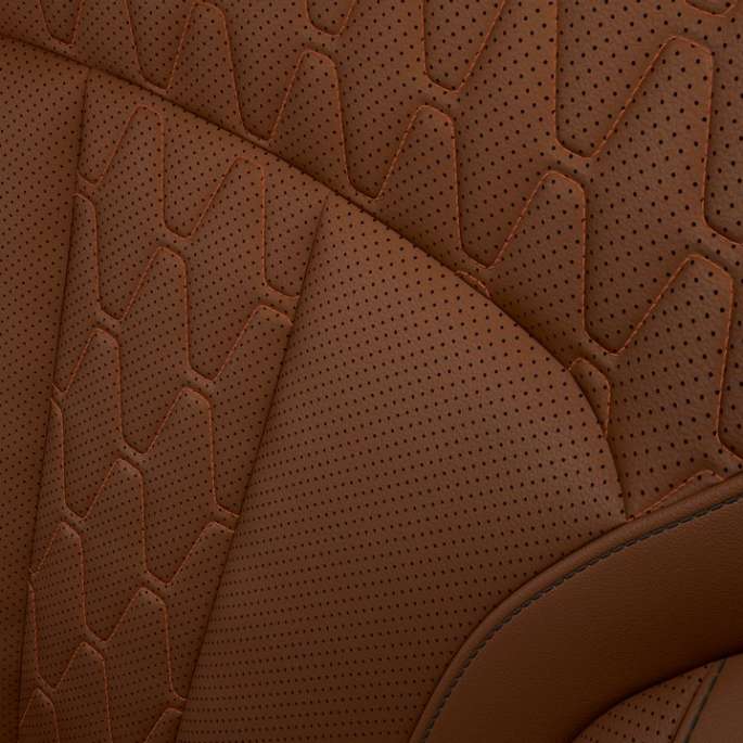 BMW X7, BMW X7 M50d обивка салона Крупный план обивки салона BMW X7 с особенностями BMW X7 M50d